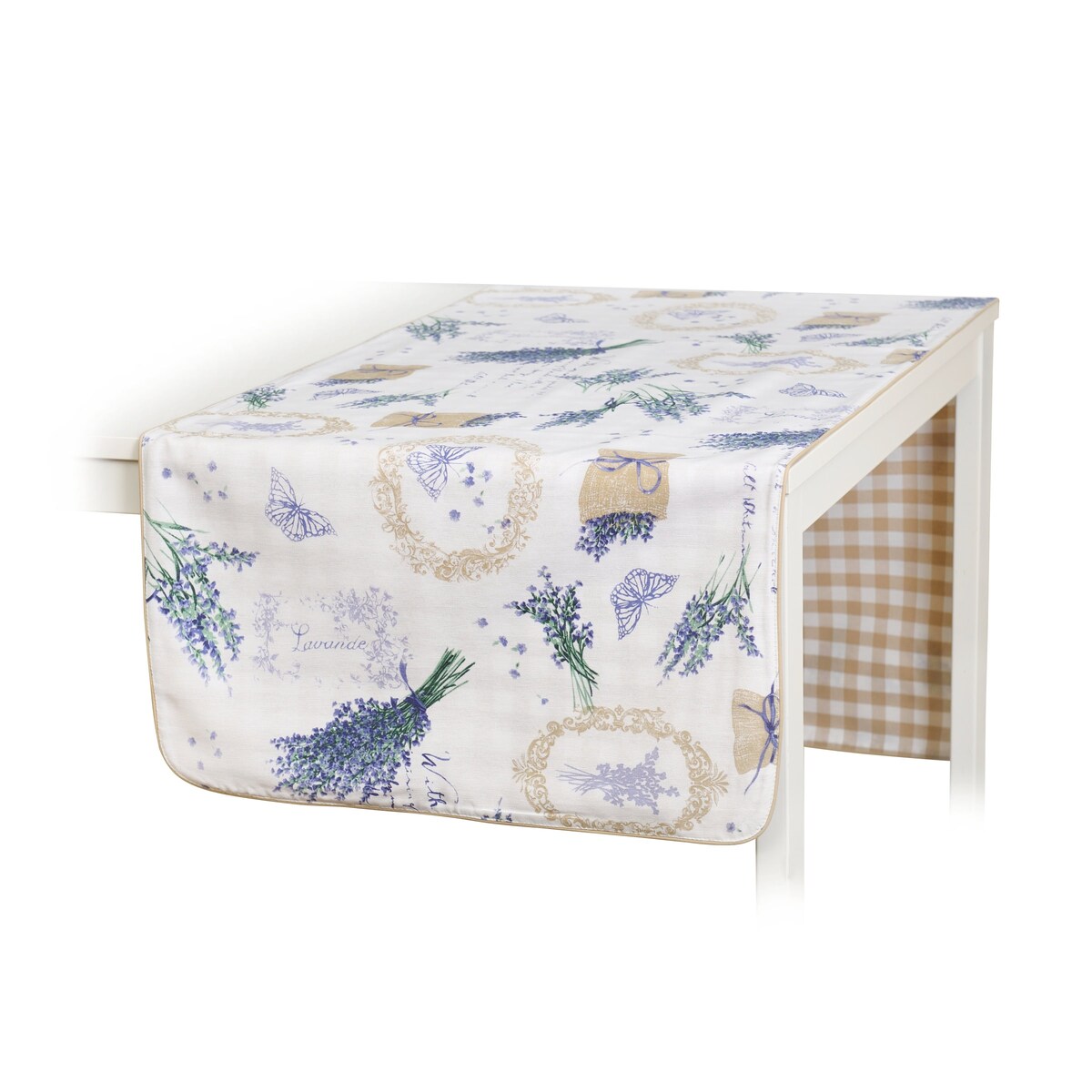 Bieżnik dwustronny Lavender & Beige Gingham