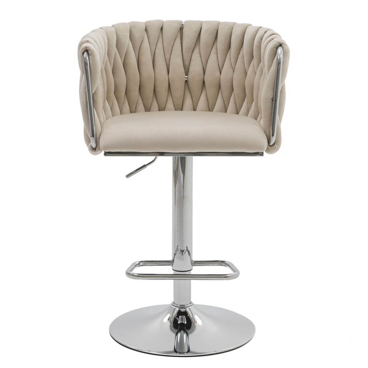 HOKER BAROWY KRZESŁO STOŁEK OBROTOWY DO SALONU KASZMIROWY ROSA CHROME WELUR