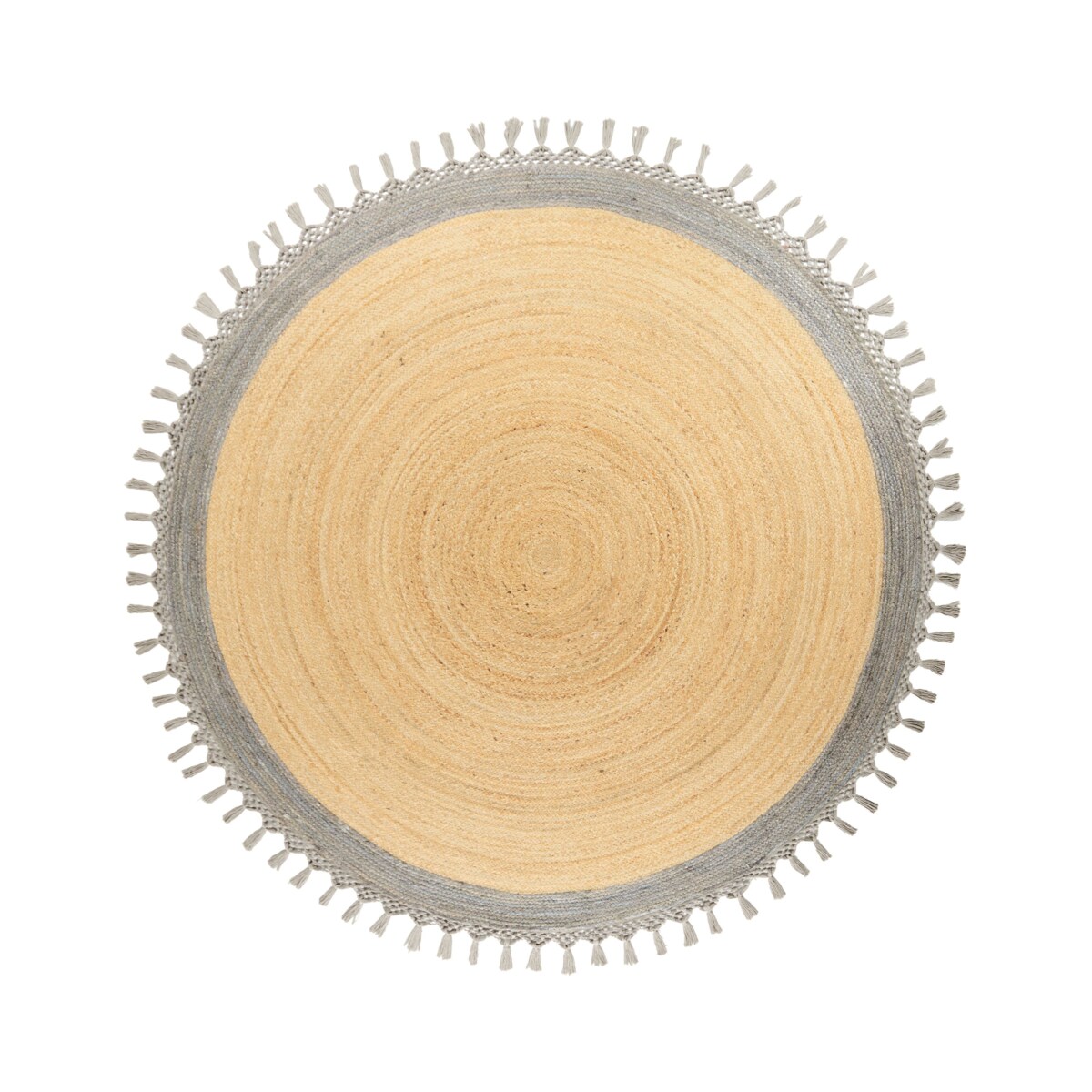 Dywan okrągły z juty 200 cm beżowy z szarym MARTS