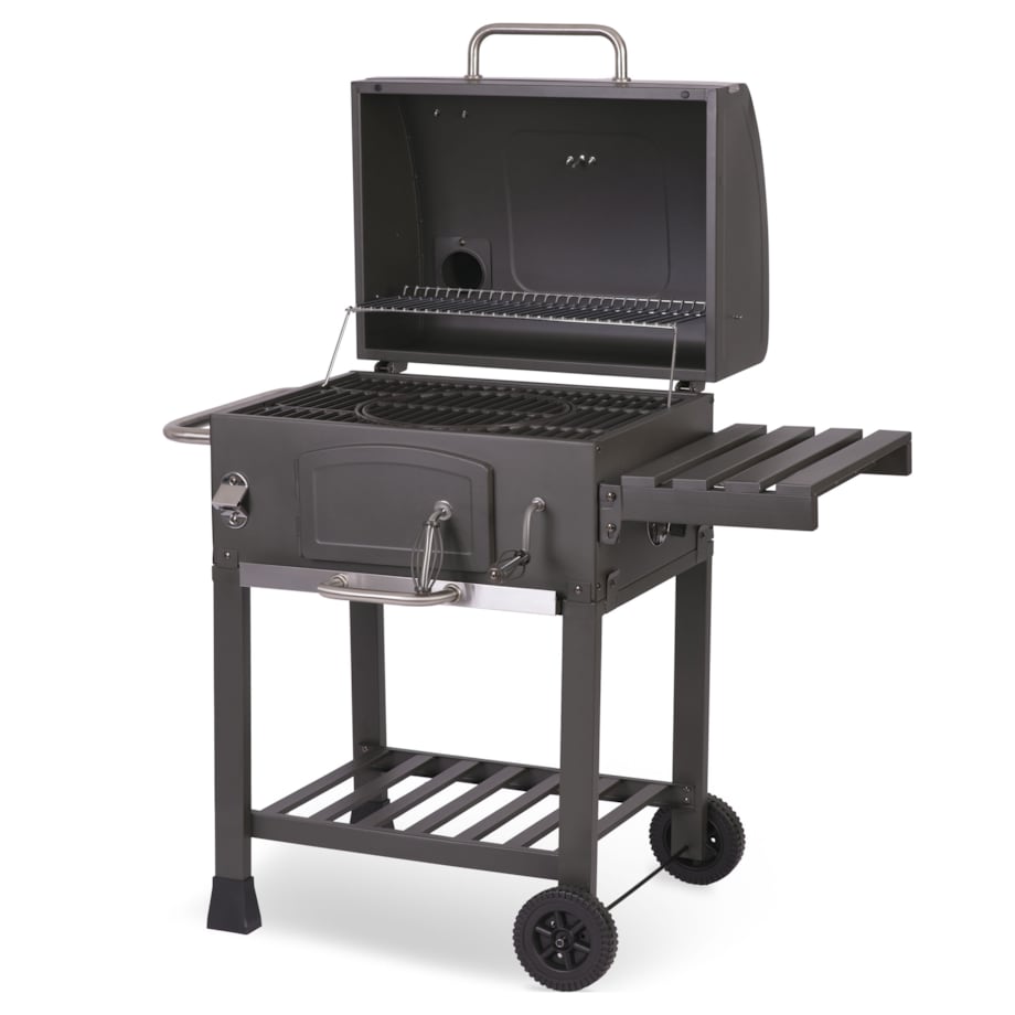 Grill węglowy ogrodowy komin żeliwny ruszt + pokrowiec Berdsen