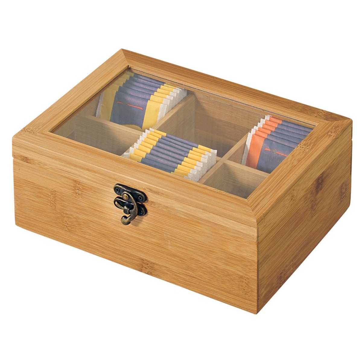 Herbaciarka bambusowa, szkatułka z bambusa na herbatę, 6 przegródek
