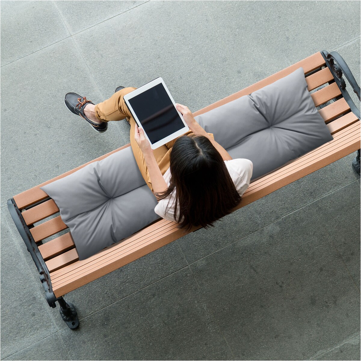 Poduszka Ogrodowa Na Huśtawkę Ławkę 120X40 Cm Na Meble Palety Wodoodporna Szara