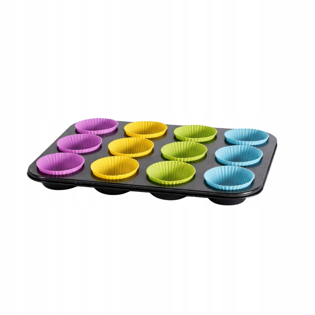 Forma do pieczenia 12 muffinek z silikonowymi foremkami metalowa BLUBERG