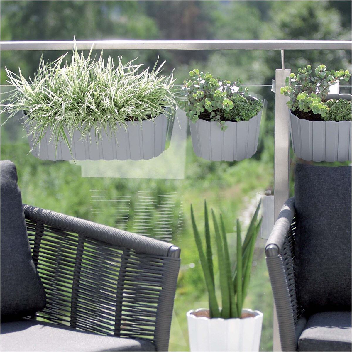 Skrzynka Balkonowa Donica Ogrodowa 38,3 Cm Do Powieszenia Szara