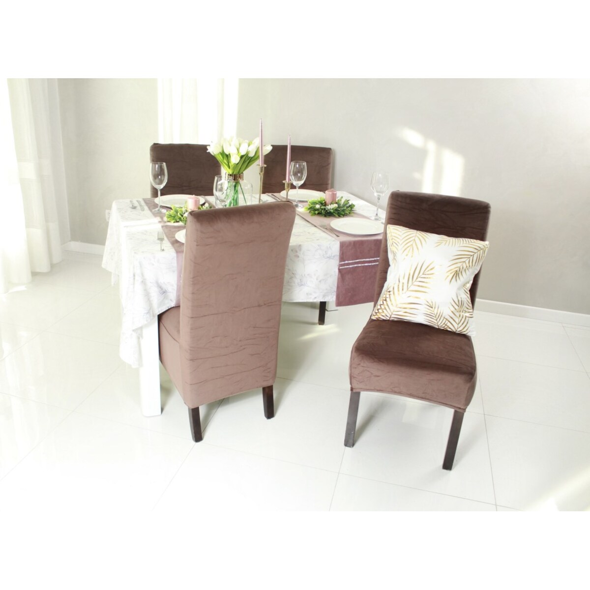 POKROWIEC NA KRZESŁO XL KAKAOWY BRĄZ WELUR ELASTYCZNY [21DS]