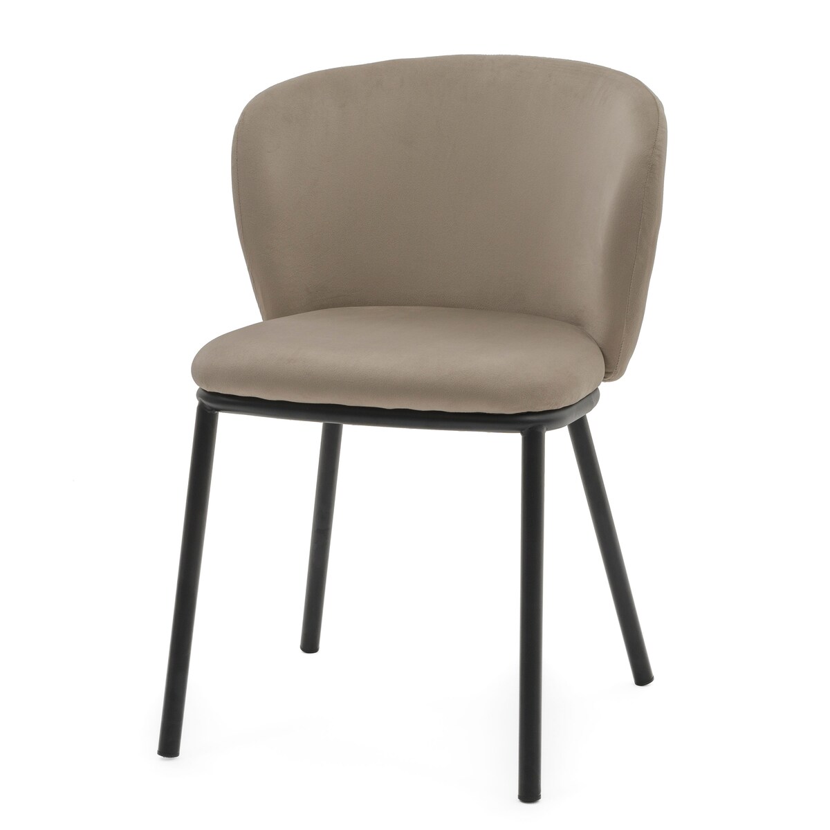 KRZESŁO TAPICEROWANE WELUROWE DO SALONU JADALNI GLAMOUR CIEMNOBEŻOWE BARI