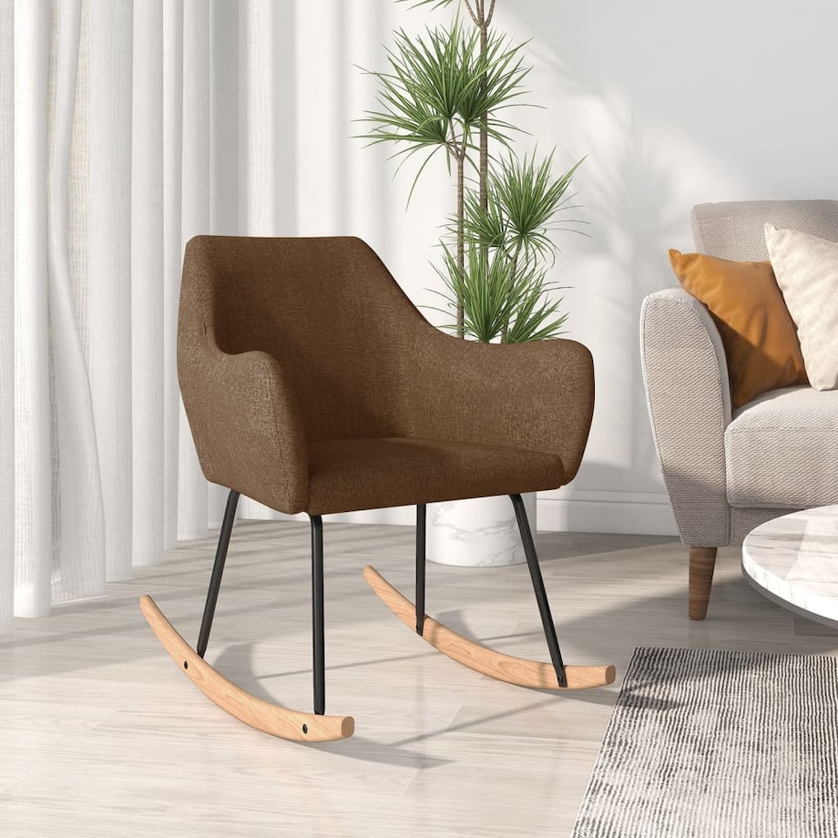 vidaXL Fotel bujany, brązowy, tapicerowany tkaniną