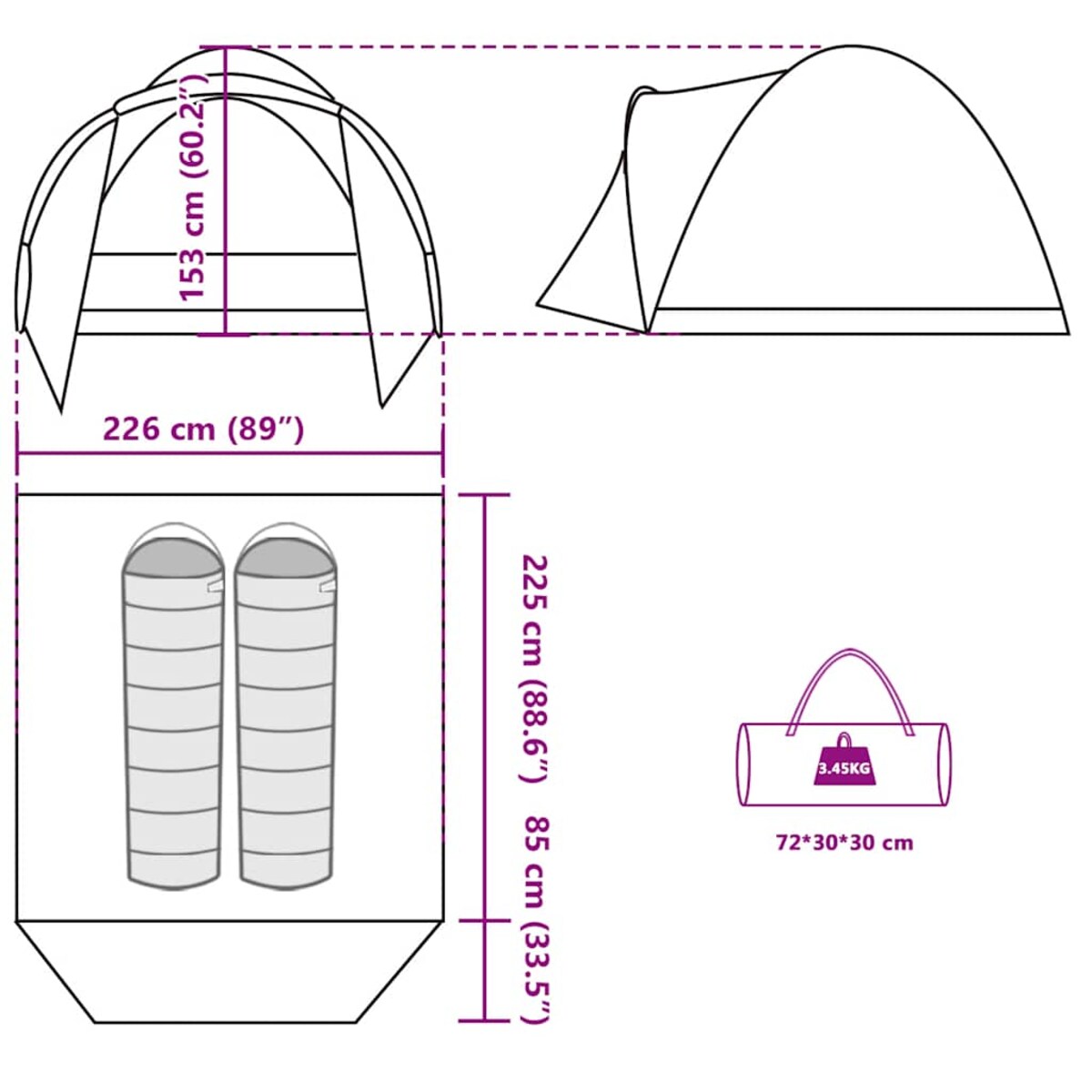 vidaXL Namiot wędkarski, 2-os., moro, wodoszczelny