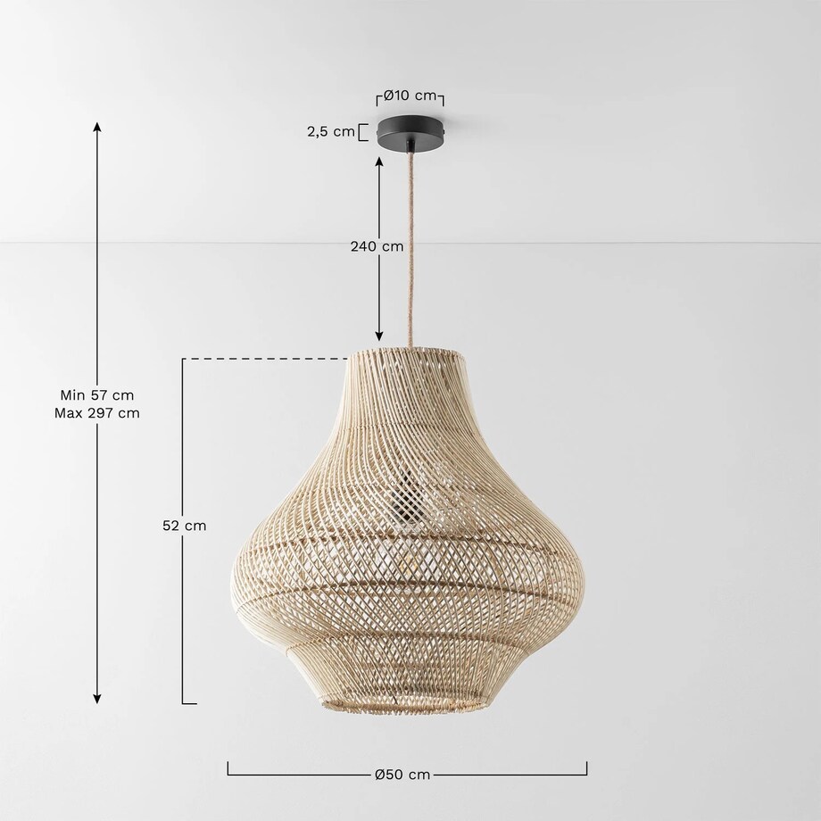 Lampa wisząca, rattanowa Magali Ø50 cm