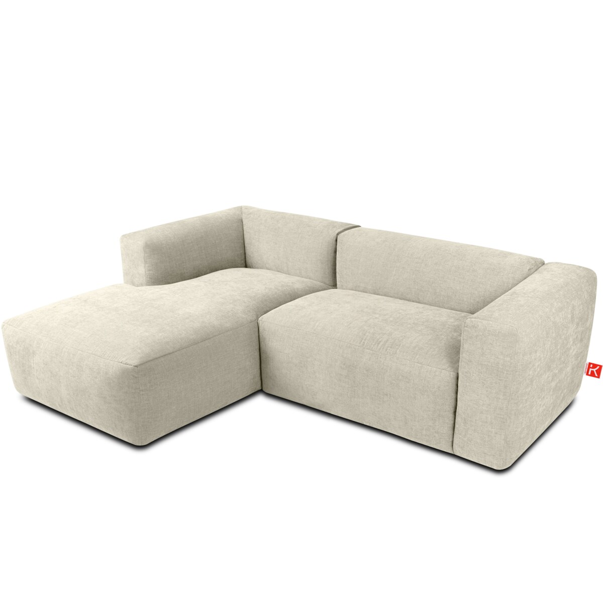 KONSIMO BUFFO Narożnik lewy 3/4-osobowy z wyjątkowo miękkim siedziskiem, kolor ecru