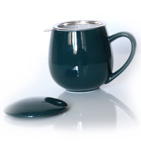 Kubek z zaparzaczem i pokrywką ciemnozielony - idealny zestaw do przygotowania herbaty, perfekcyjny podarunek prezent dla mamy, taty, babci, dziadka