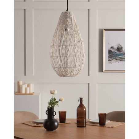 Lampa pleciona wisząca beżowa ANNOTTO