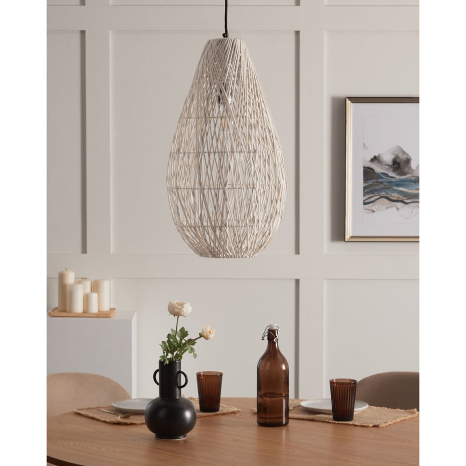 Lampa pleciona wisząca beżowa ANNOTTO