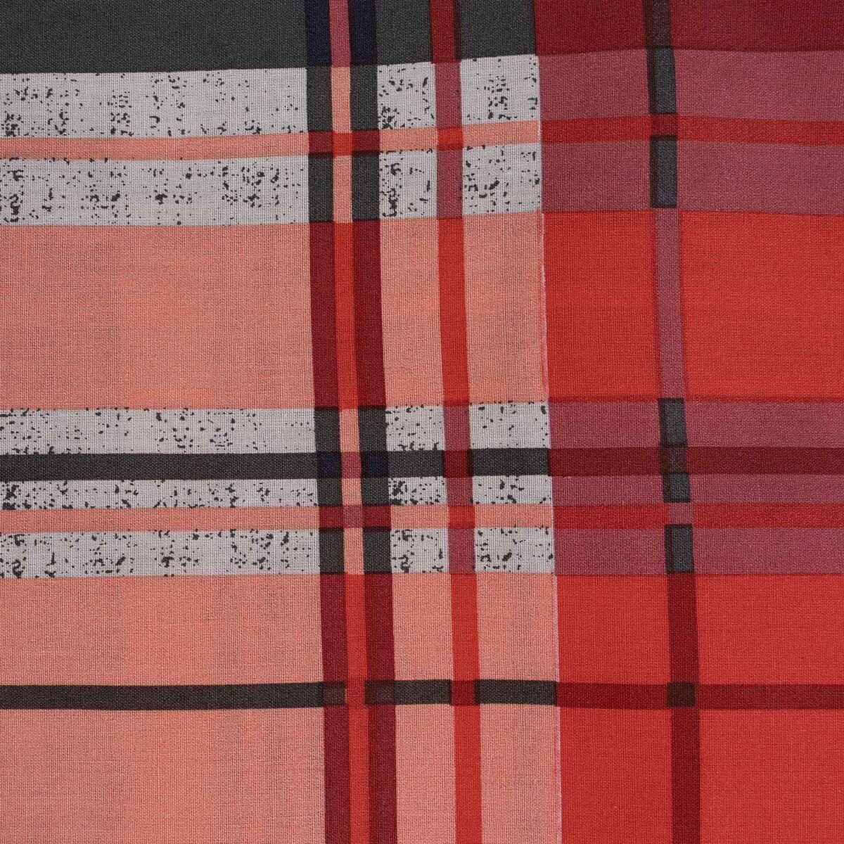 Pościel bawełniana 220x200 Lancaster czerwona w czarną kratę, Cottonlove, Darymex