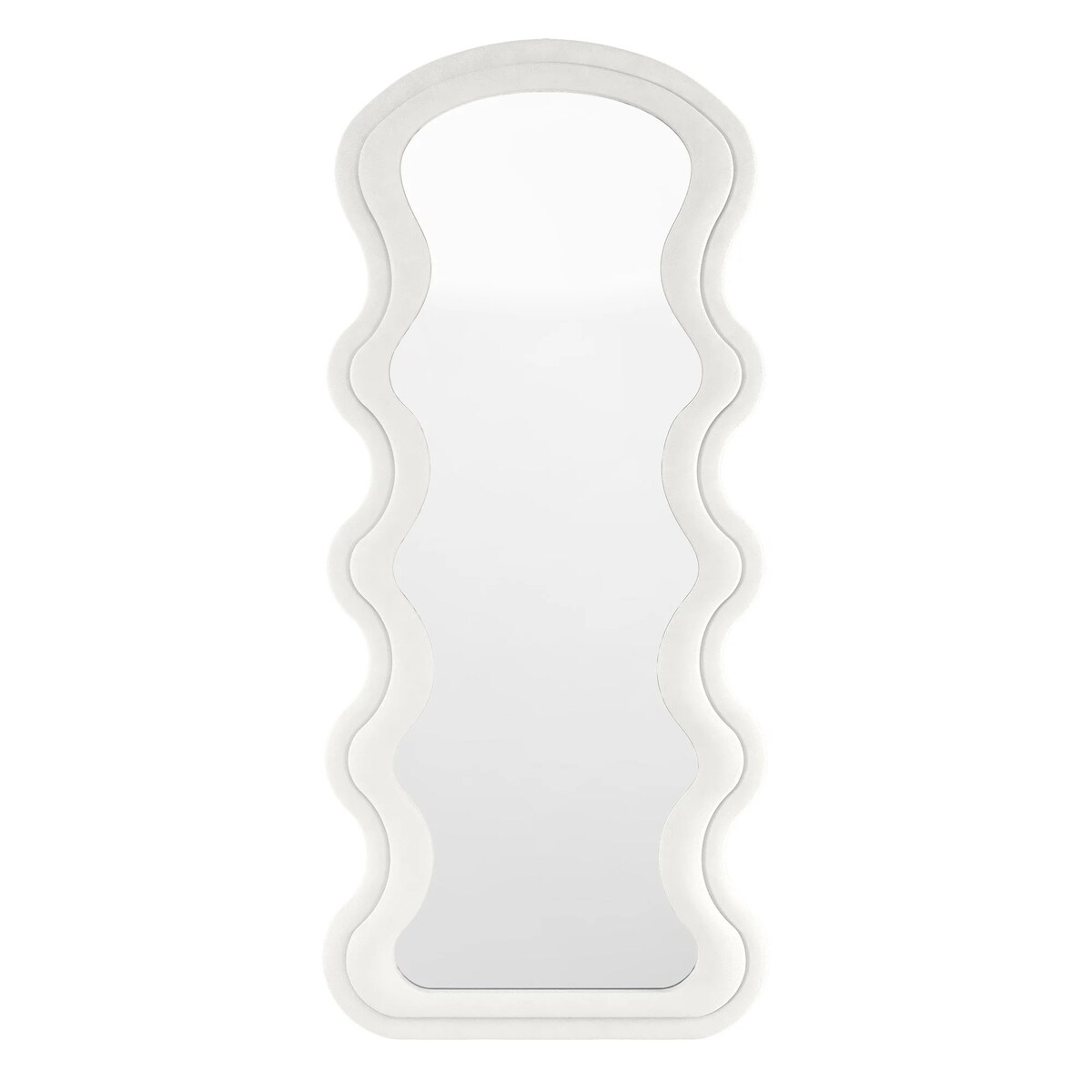 Lustro w falistej ramie aksamitne białe 170x60 cm