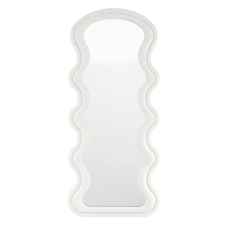 Lustro w falistej ramie aksamitne białe 170x60 cm