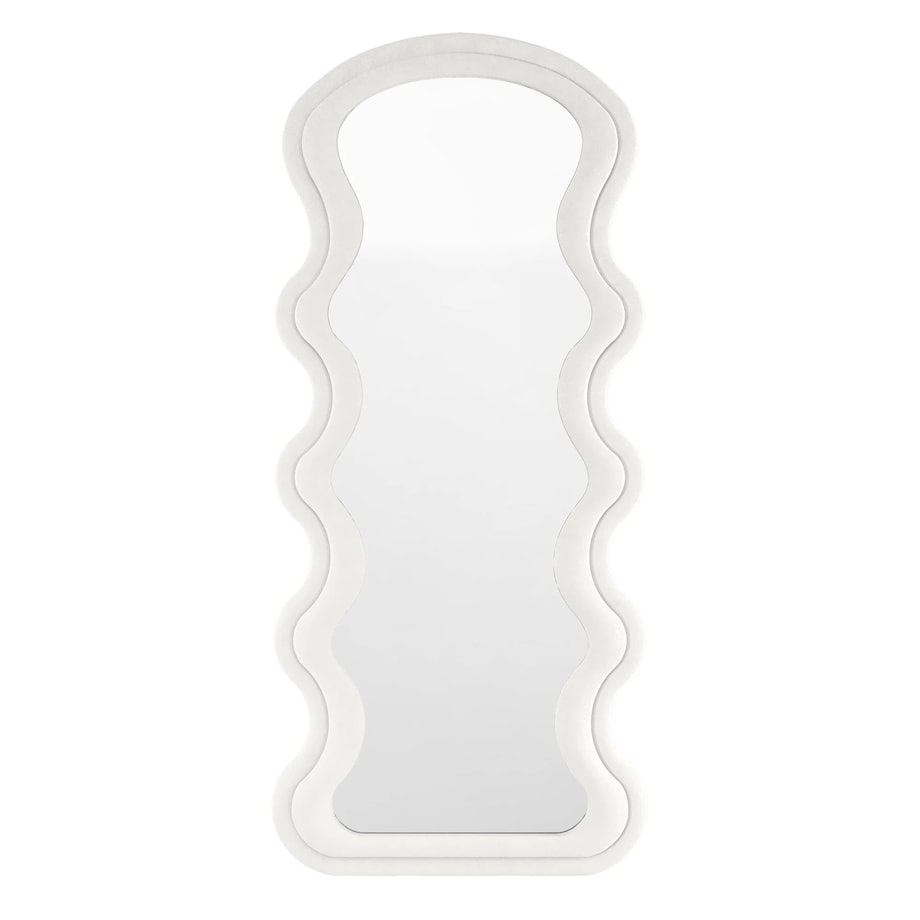 Lustro w falistej ramie aksamitne białe 170x60 cm