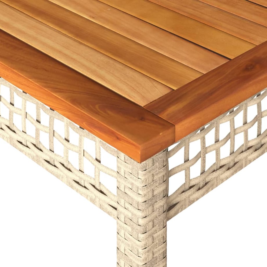 vidaXL Stół ogrodowy, beżowy, 140x80x75 cm, polirattan i akacja