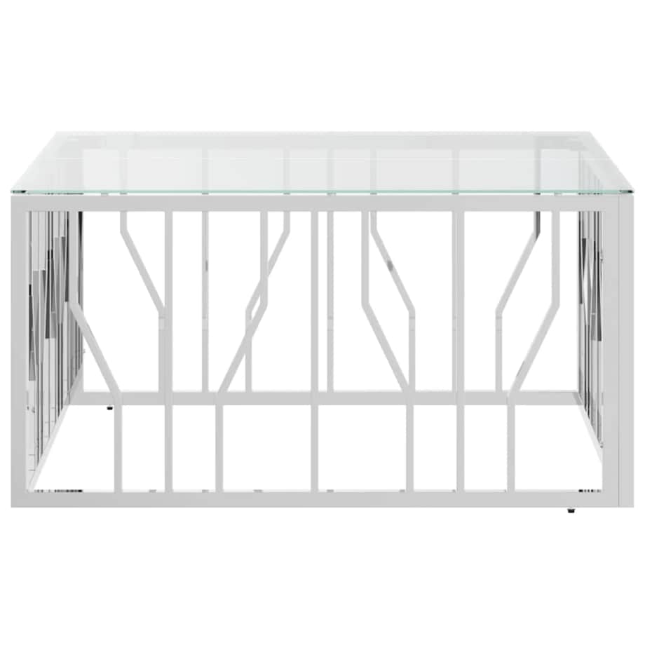 vidaXL Stolik kawowy, 80x80x40 cm, stal nierdzewna i szkło