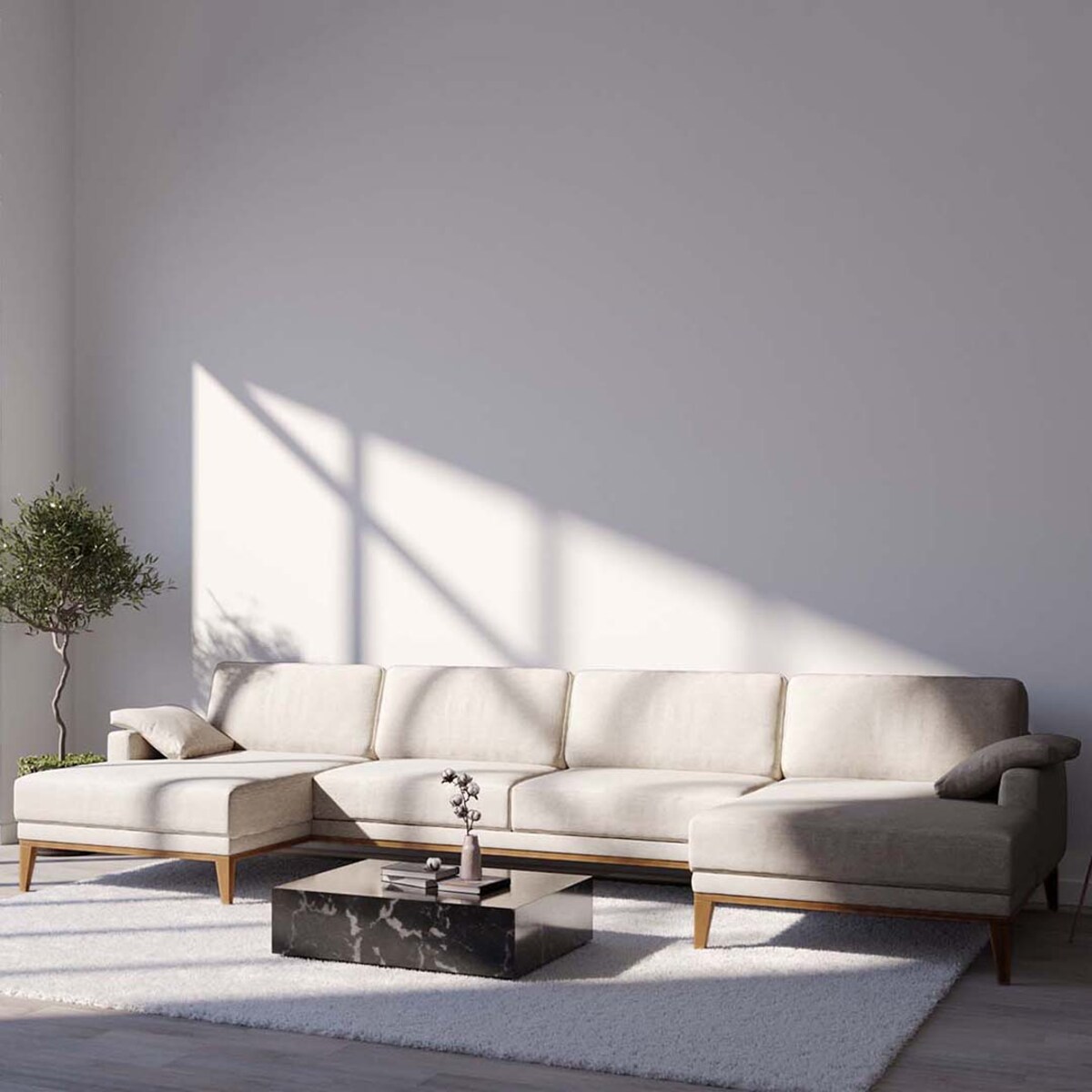 Sofa narożna podwójna Musso jasnoszara