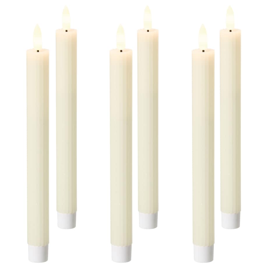 Zestaw 6 świec LED SAPHIR 24 cm Złamana biel