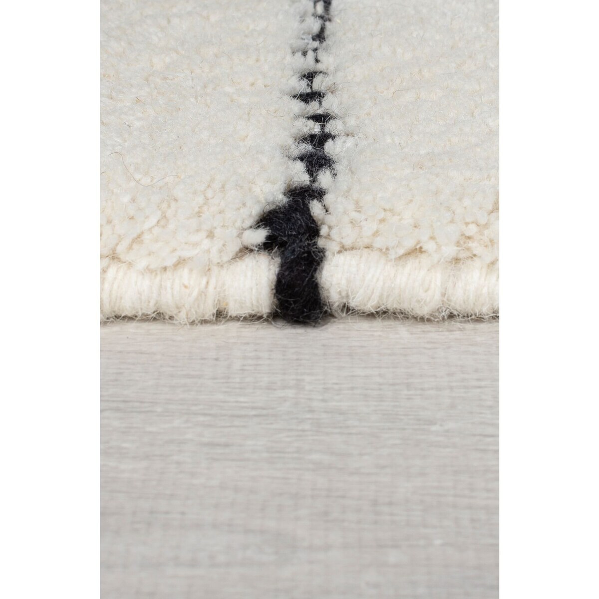 Dywan Wełniany Dottie Linear Czarny/Biały 160x230