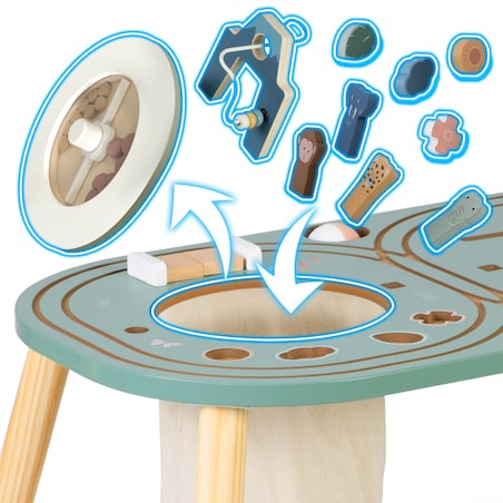 Stolik edukacyjny drewniany interaktywny dla dzieci kolejka Nukido