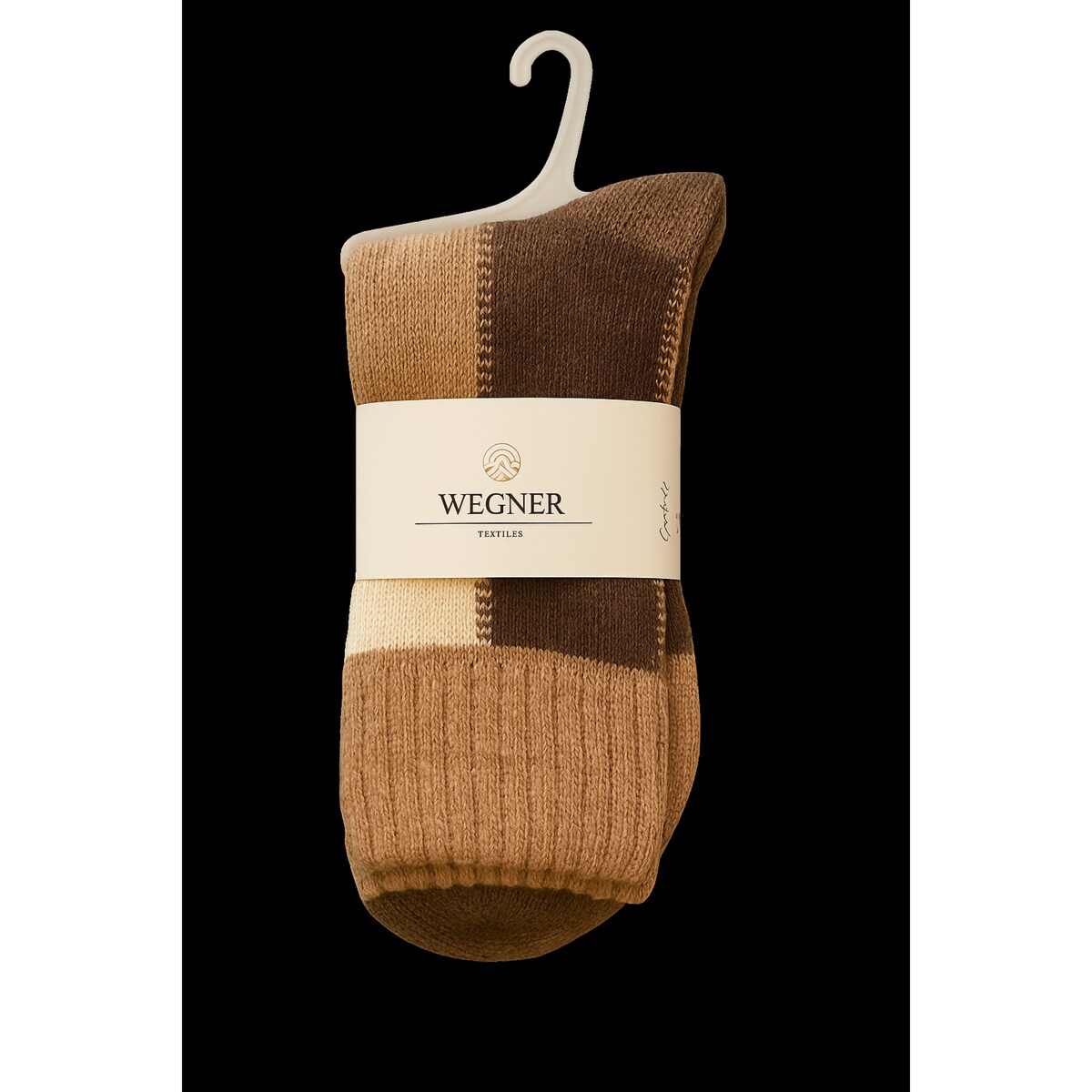 Wełniane skarpety w beżową kratę – rozmiar 39–43