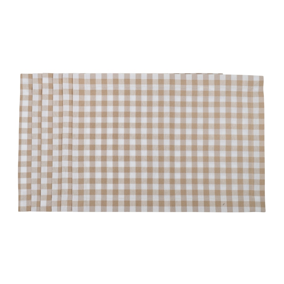 Podkładki Beige Gingham - 6 sztuk