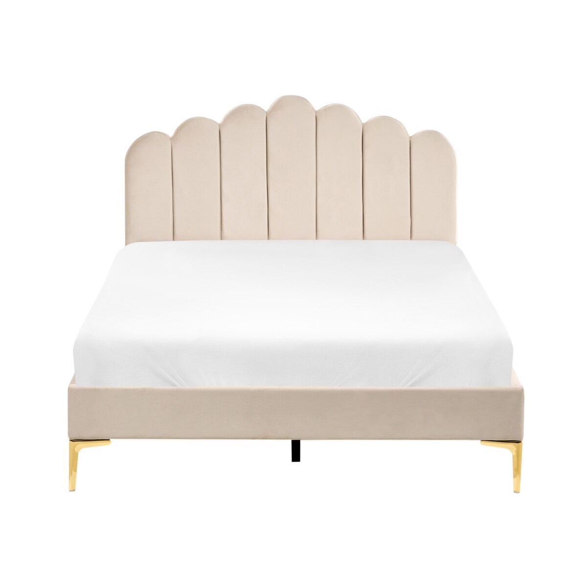 Łóżko Welur SAUVIAN 120 x 200 cm Beżowy