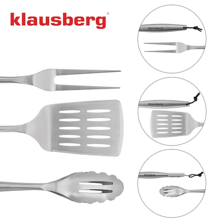 Zestaw przyborów do grilla, 3 elementy, Narzędzia do grillowania, KLAUSBERG