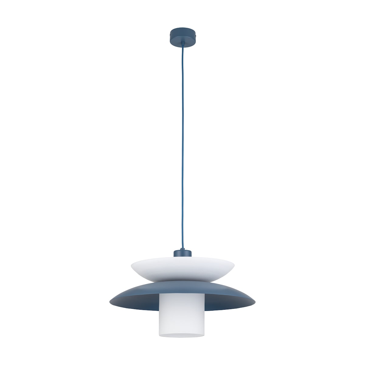 Lampa Wisząca Tk Lighting Verado Granatowa Biała Metalowa Z Kloszem
