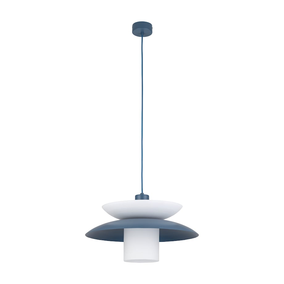 Lampa Wisząca Tk Lighting Verado Granatowa Biała Metalowa Z Kloszem