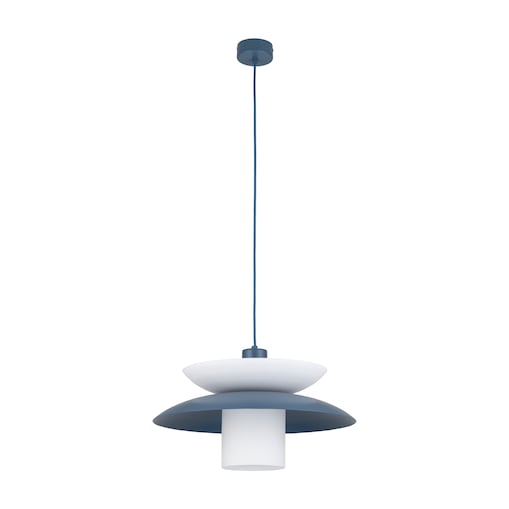 Lampa Wisząca Tk Lighting Verado Granatowa Biała Metalowa Z Kloszem