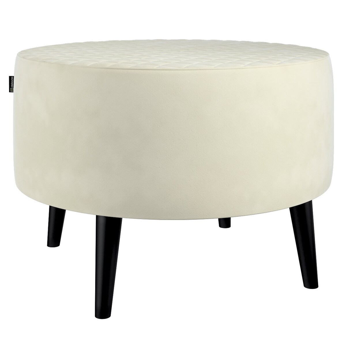 Podnóżek okrągły pikowany, śmietankowa biel, Ø60 x 40 cm, Velvet