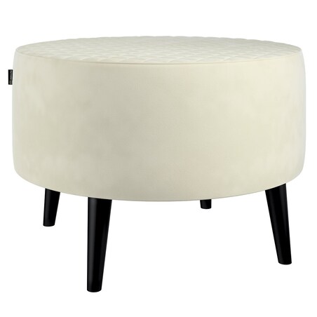 Podnóżek okrągły pikowany, śmietankowa biel, Ø60 x 40 cm, Velvet