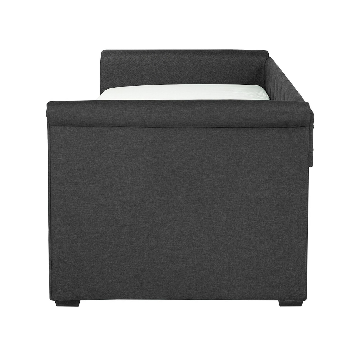 Łóżko wysuwane tapicerowane 80 x 200 cm ciemnoszare LIBOURNE