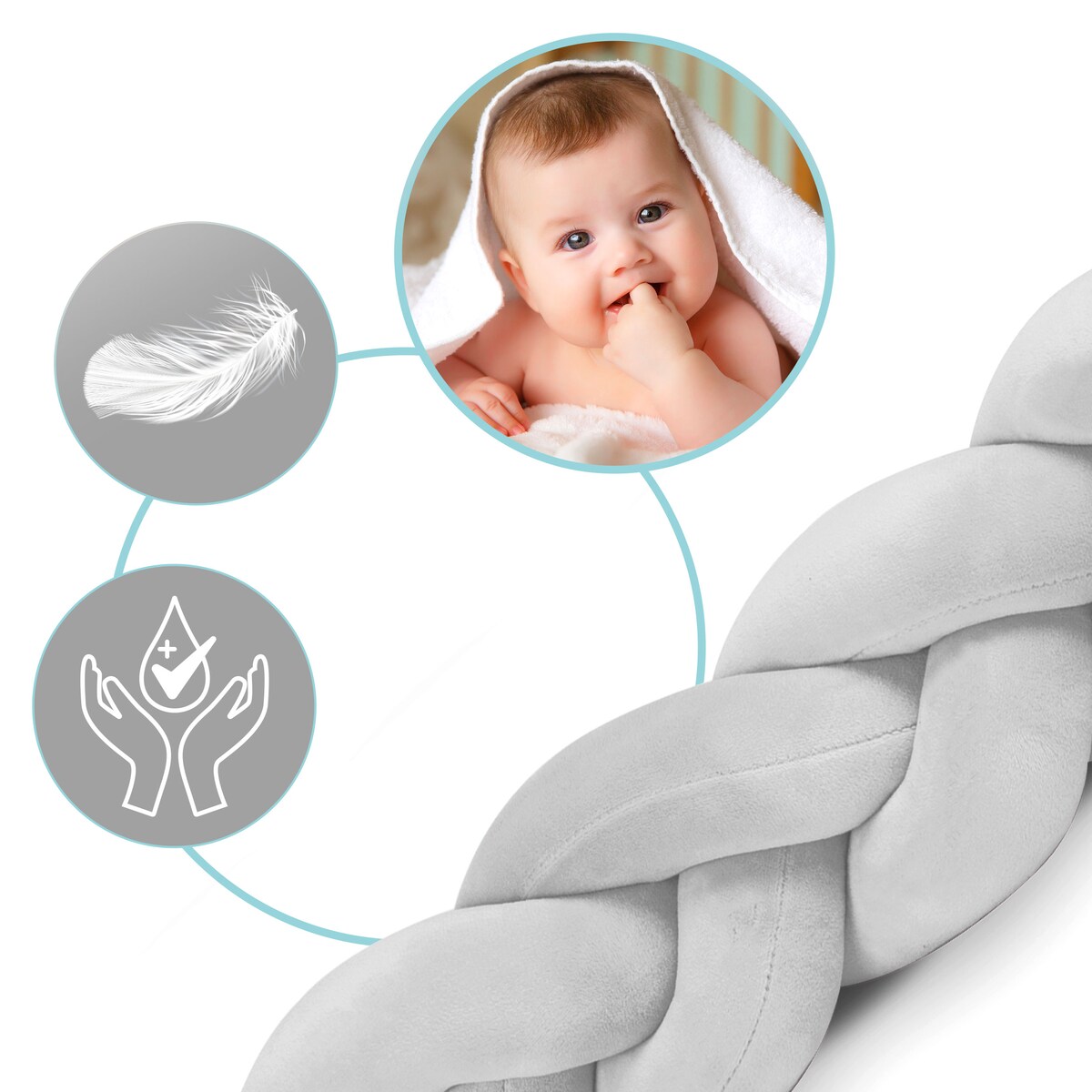 Ochraniacz do łóżeczka warkocz otulacz pleciony 3m Ricokids