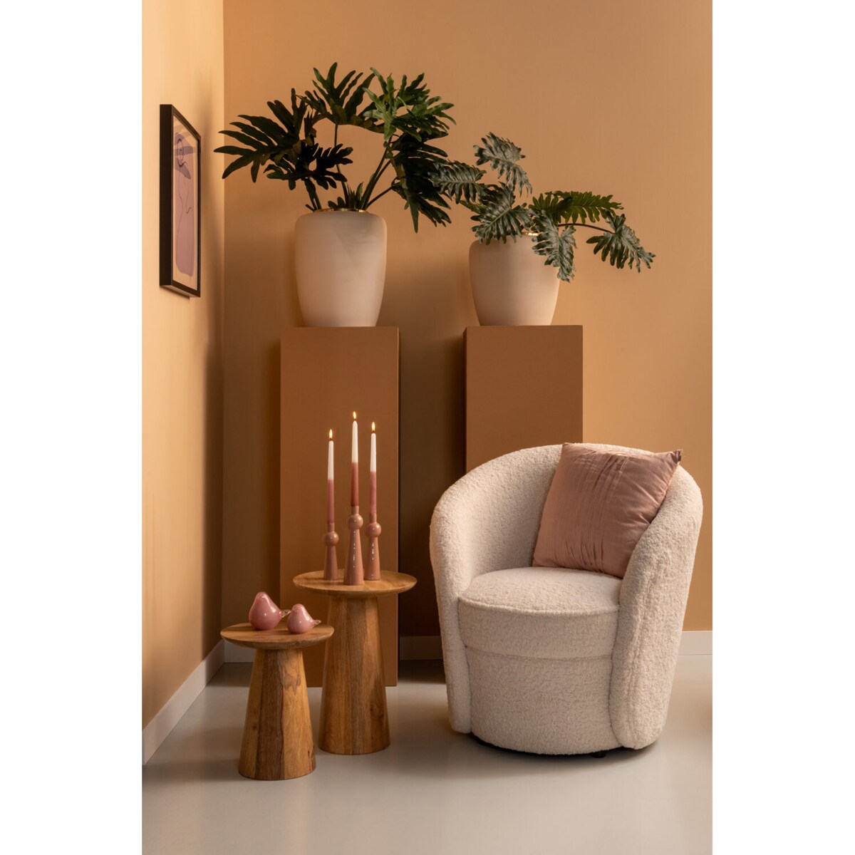 Stolik kawowy drewniany FORCE, Ø 35,5 cm