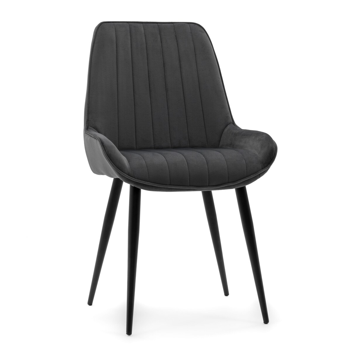 Krzesło tapicerowane welurowe do salonu jadalni nowoczesne glamour LUCA szara