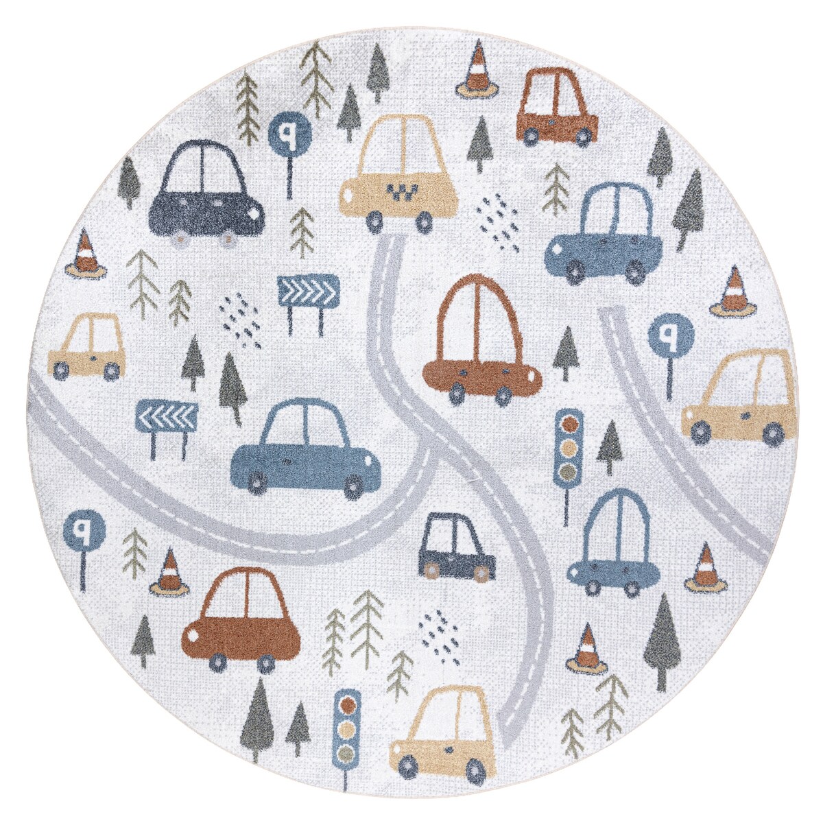 Dywan BONO 8436 koło Auta, ulica kremowy / koło 120 cm