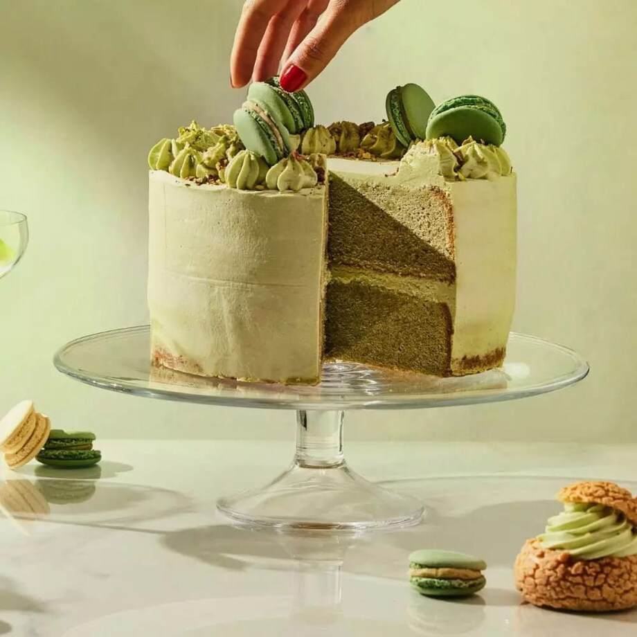 Piękna Elegancka Patera na Tort Ciasta na Nóżce Krosno Servoline 32 cm Duża