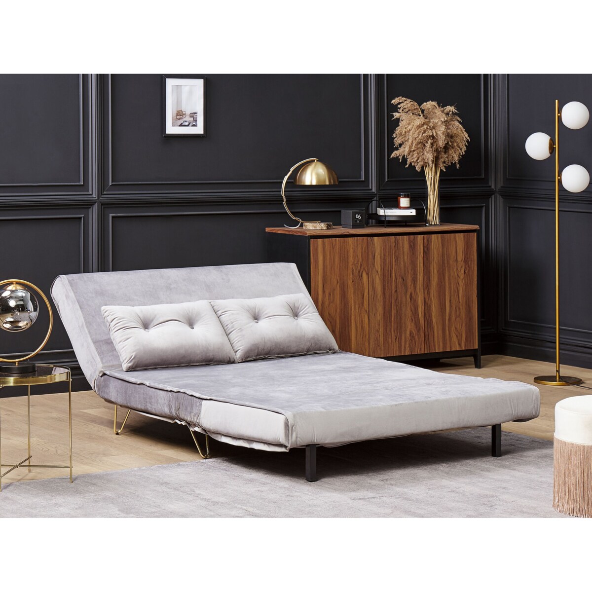 Komplet wypoczynkowy welurowy 3-osobowy szary VESTFOLD