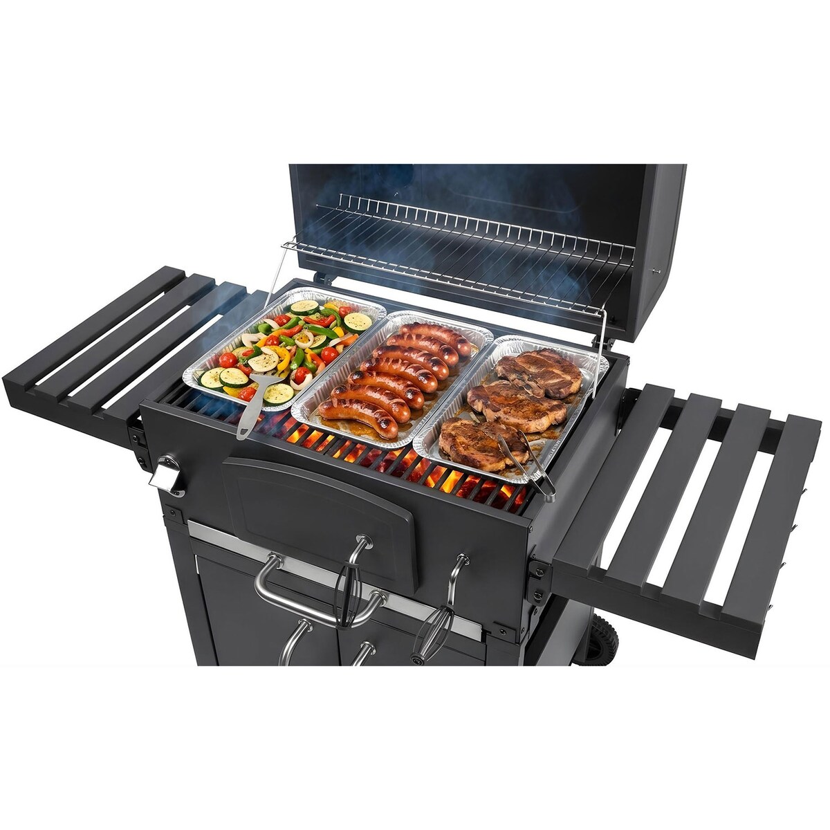Grill węglowy ogrodowy Berdsen BD-893 komin żeliwny ruszt z pokrywą popielnik + termometr