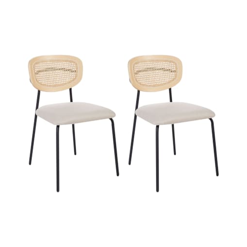 Krzesło do jadalni Zestaw 2 Tkanina Jasnobeżowy MAYETTA