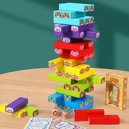 Puzzle drewniane - Jenga kolorowa