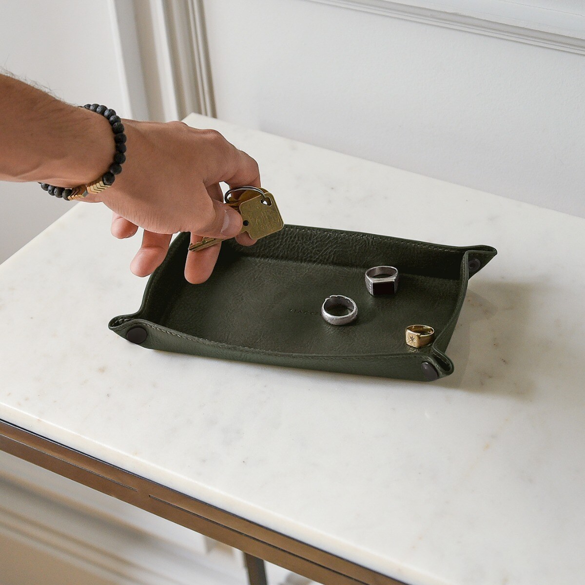 Podstawka na drobiazgi Stackers Pebble Travel prostokątna oliwkowa