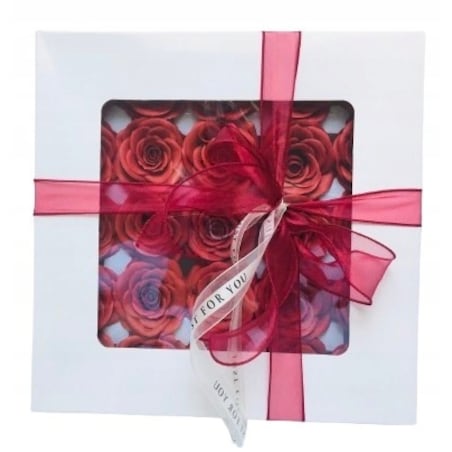 FLOWER BOX pudełko KWIATY MYDLANE róża czerwona jak żywa 25szt prezent