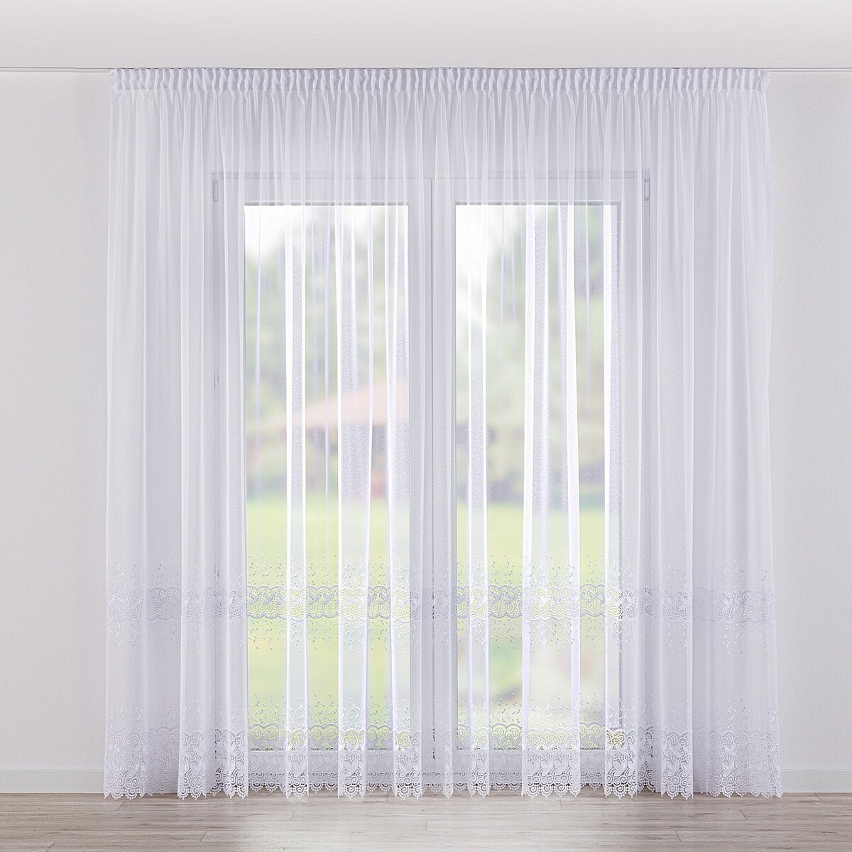 Firana na taśmie 300x245 biały ze wzorem