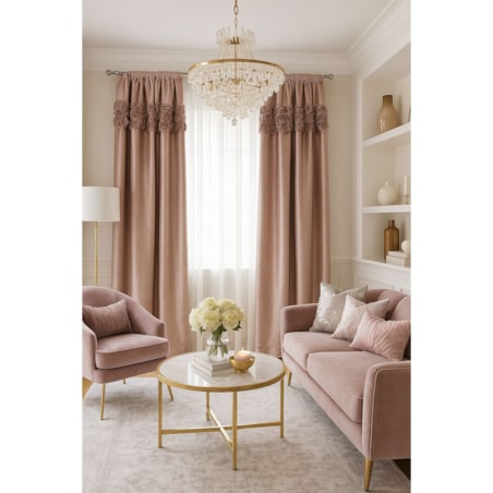 Zasłona welurowa "royal roses" z wyszywanymi różami 140x250 cm przelotka | róż